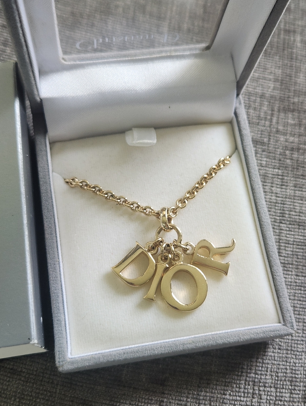 Christian Dior Letter D I O R Charms Gold Plated Necklace
